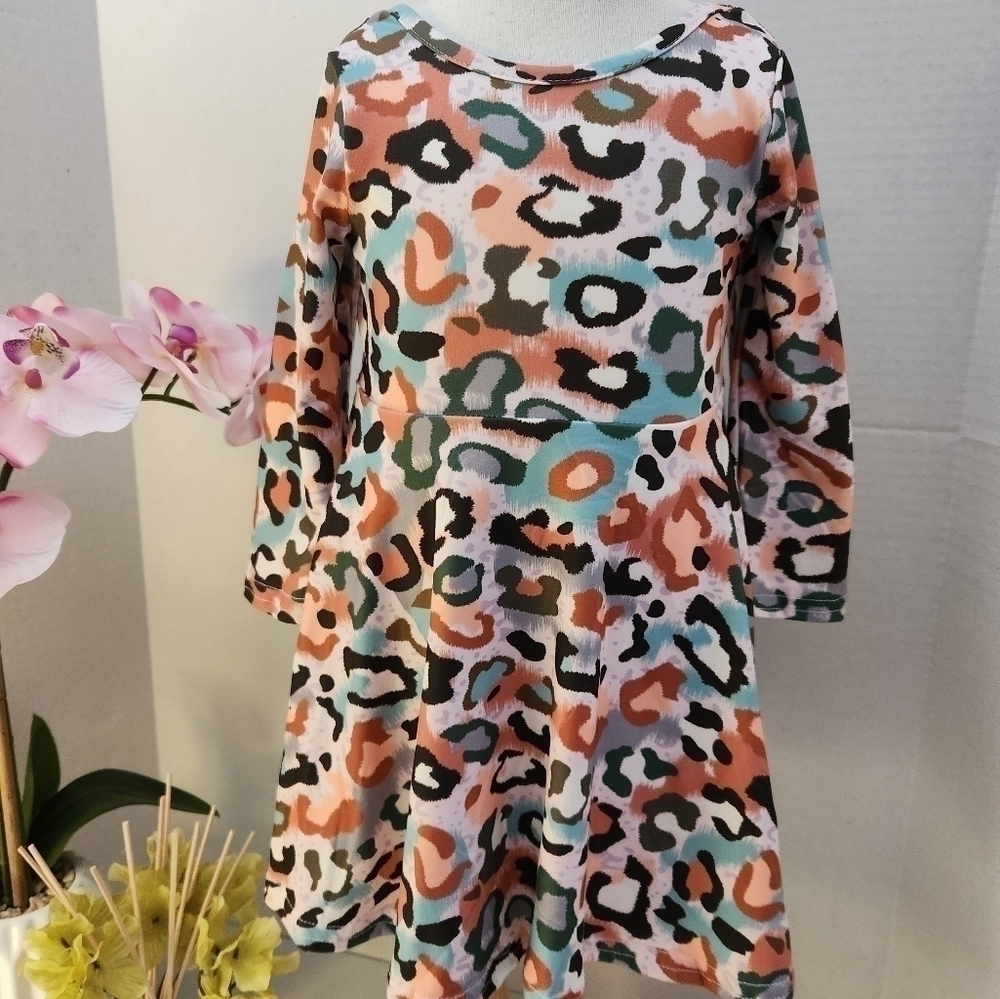 Curtsy & Bows Animal Print Fit & Flare Girl's Dress, Size 4T, NWT